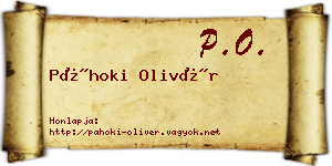 Páhoki Olivér névjegykártya